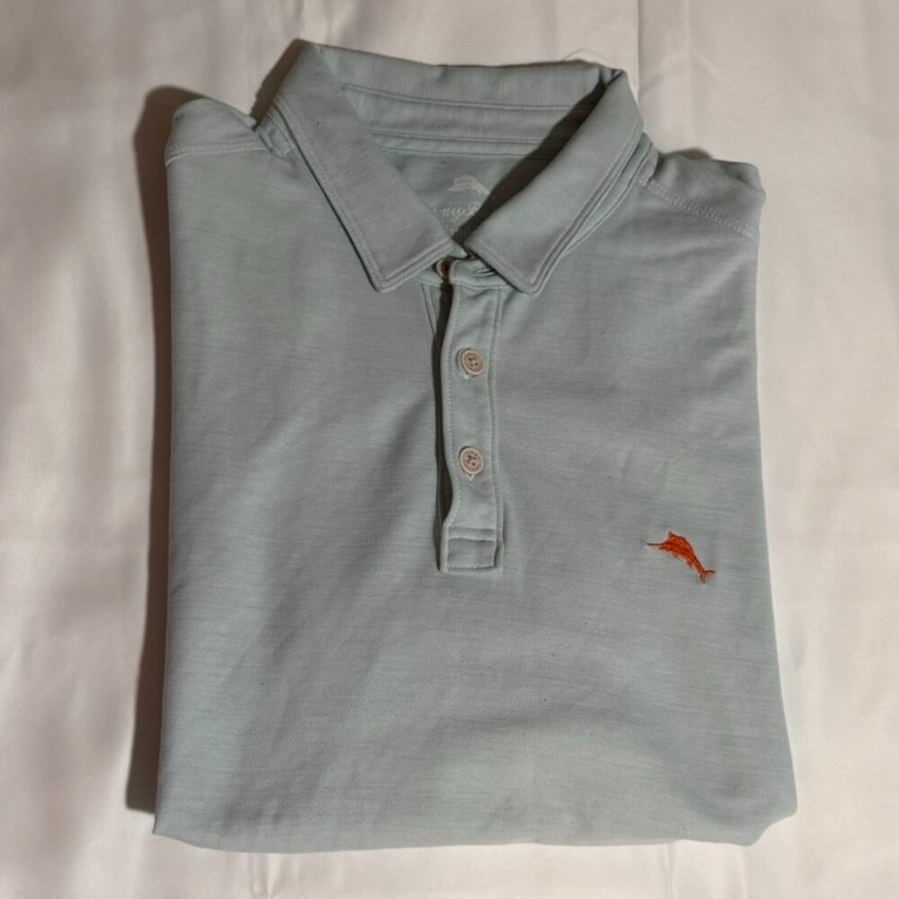 Tommy Bahama IslandZone Polo Shirt‎ Men’s L Light Blue Short Sleeve Casual Golf